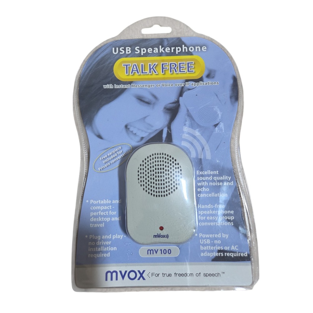 mVox MV100 Talk Free USB Speakerphone Portable VoIP Conference Call Gray NEW